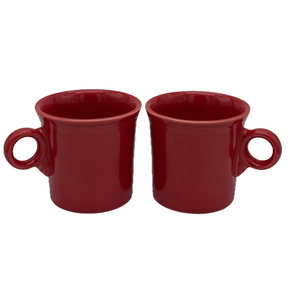2 Fiesta Ware Mugs Scarlet Red Classic Handle Tom and Jerry Style Homer Laughlin